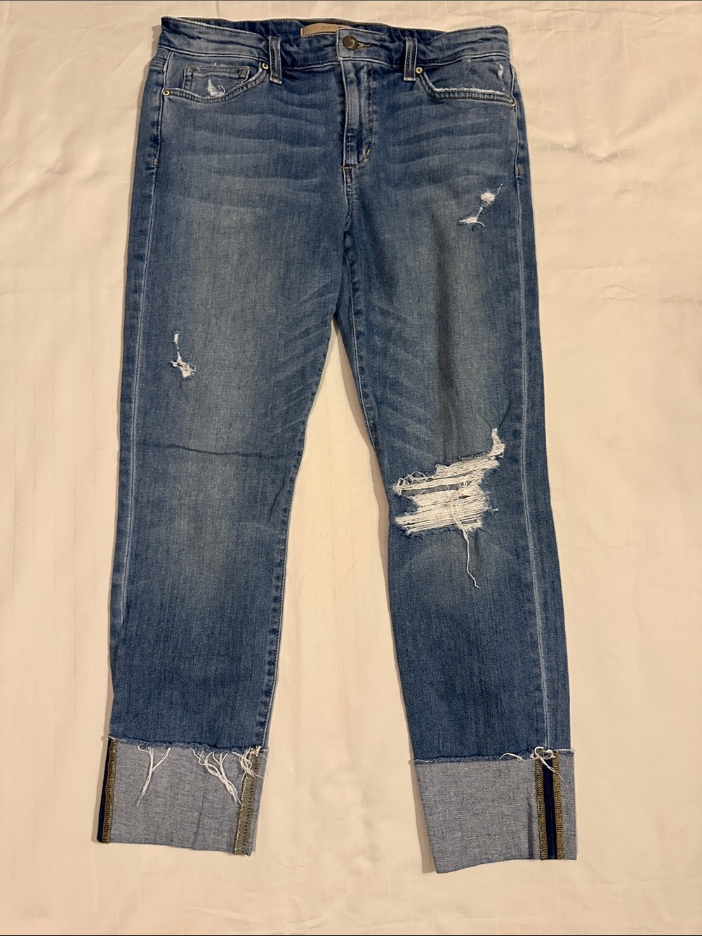 Joe's Jeans Faded Blue Denim with Brass-Tone Button